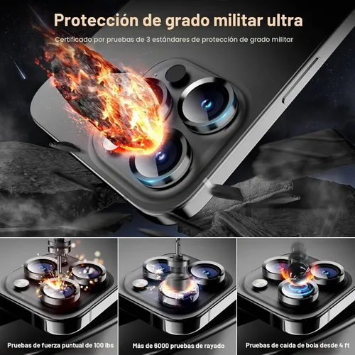 Vista 5 de Protector de lente de cámara para iPhone 15 Pro/15 Pro Max, protector de pantalla de vidrio templado, accesorios de cubierta de cámara individual