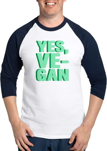 Vista 6 de CafePress Plant Based Diet Vegetarian Vegani Baseball Jersey Men's Cotton Baseball Jersey, 3/4 Raglan Sleeve Shirt