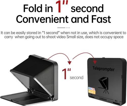 Vista 4 de LENSGO Teleprompter portátil para iPad Tablet Smartphone Cámara DSLR de 7.9 pulgadas, APP compatible con sistema iOS y Android para enseñanza