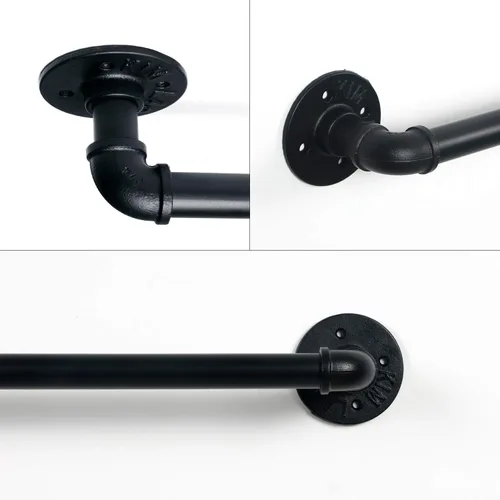 Vista 3 de HouseAid Toallero industrial de 18 pulgadas, toallero rústico de granja, barra de toalla de estilo vintage para baño, montaje en pared, negro mate