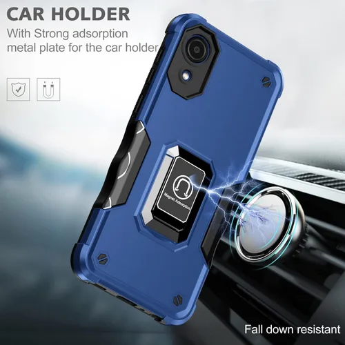 Vista 3 de Funda para Samsung Galaxy A03 Core, soporte magnético de anillo de metal, cubierta probada contra caídas, compatible con soporte magnético