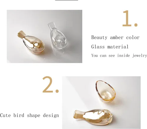 Vista 9 de Pequeño organizador de joyería de cristal ámbar con forma de pájaro, organizador de aretes, regalo para mujeres, esposa, mamá, cumpleaños, boda