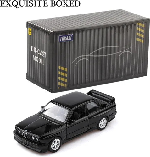 Vista 6 de TOKAXI Escala 1/36 1987 BMW M3 Modelo de coches fundidos a presión, vehículos de tracción BMW, autos de juguete para niños y niñas