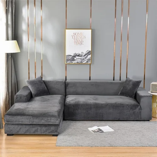 Vista 7 de MIPOPS Fundas de sofá de tela de terciopelo, funda elástica para sofá seccional, funda de sofá en forma de L, funda para sillón diván para sala de J