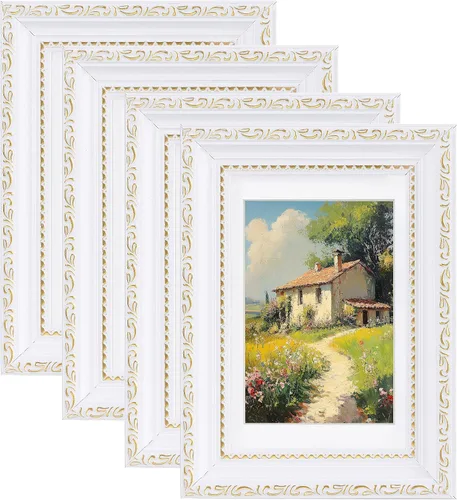 Vista 66 de eletecpro 8x10 Vintage Picture Frame, Glass Cover, Gold, 4-Pack Dorado