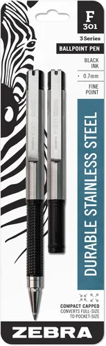Vista 7 de Zebra Pen F-301 - Bolígrafo compacto de acero inoxidable, punta fina de 0.7mm (0.028 in), 1 unidad: tinta de fácil deslizamiento, agarre