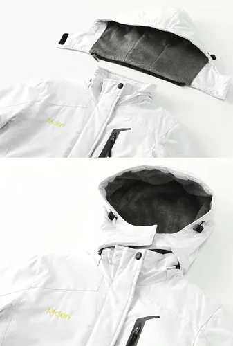 Vista 5 de Mden Chaqueta de esquí impermeable para mujer, resistente al viento, con aislamiento de forro polar