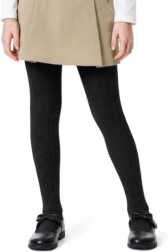 Vista 9 de Century Star Girls School Cotton Cable Knit Tights Winter Warm Stockings Blanco
