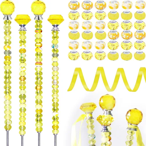 Vista 14 de 300 piezas de estacas de jardín DIY Kit de varitas de hadas de jardín, coloridas con agujero grande, perla de cristal de diamante, tapón superior