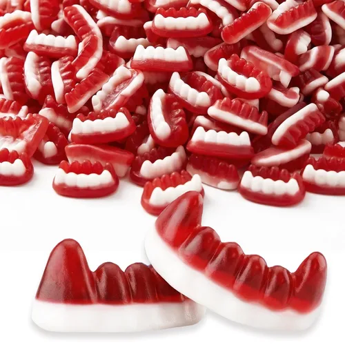 Vista 8 de Ceres Gourmet Vampire Teeth - Paquete de 24 caramelos a granel (2.82 onzas cada uno), paquetes individuales, gomitas masticables de drácula