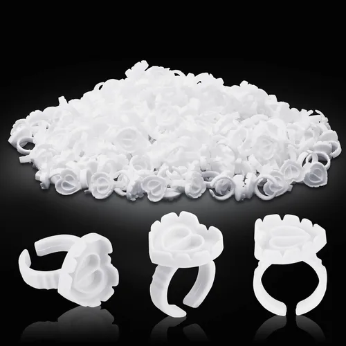 Vista 9 de Pretty memory 100 anillos de pegamento para extensiones de pestañas, encantador corazón, anillos de pegamento para pestañas, soporte adhesivo