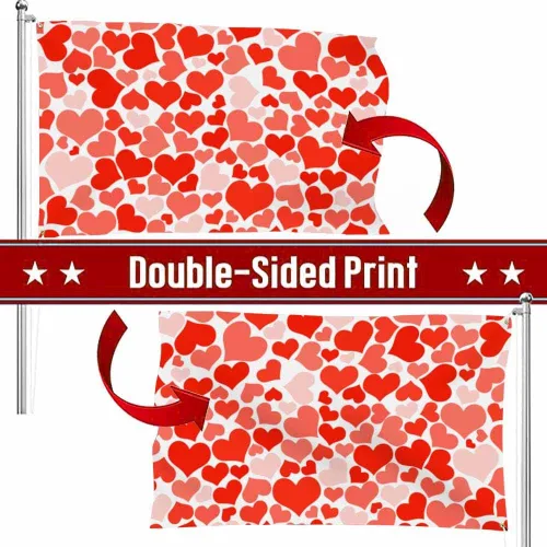 Vista 3 de Swono Bandera de corazón rosa romántico de San Valentín para exteriores e interiores, bandera de 3 x 5 pies para granja