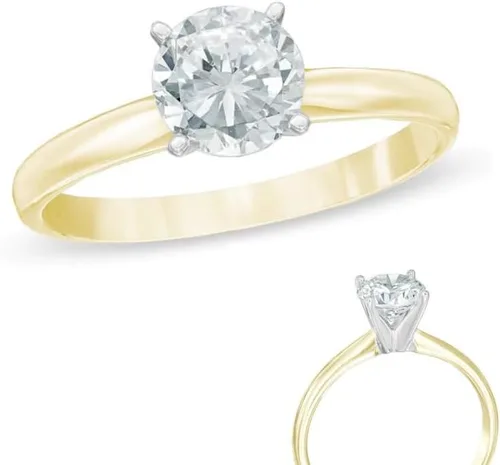 Vista 3 de Anillo de compromiso de 1.0 quilates con cuatro puntas con certificación IGI de diamantes hechos en laboratorio redondo en oro blanco de 14 k