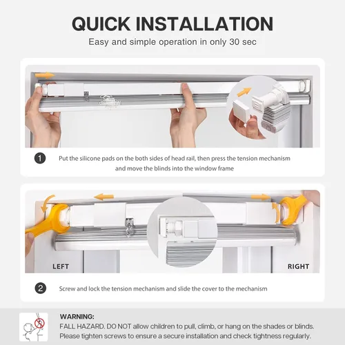 Vista 5 de LazBlinds Mini Persianas de Aluminio de 1", Sin Herramientas-Sin Taladro, Persianas Sin Cordón para Ventanas Interiores, Persianas Horizontales