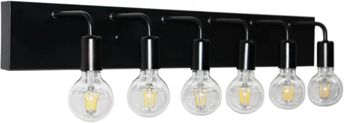 Vista 5 de Lámpara de tocador de baño de 36 pulgadas sobre el espejo, 6 luces, moderna iluminación de pared de granja, color negro