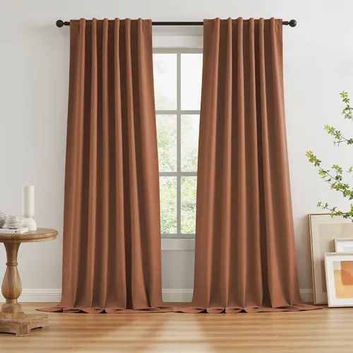 Vista 78 de KEQIAOSUOCAI - Cortinas opacas naturales de 108 pulgadas de largo, cortinas modernas con pestaña trasera, paneles plisados para sistema de cortina