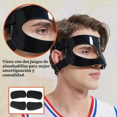 Vista 3 de Protector de nariz para nariz rota, béisbol, sóftbol, baloncesto, máscara facial ajustable con acolchado protector de nariz que protege la nariz