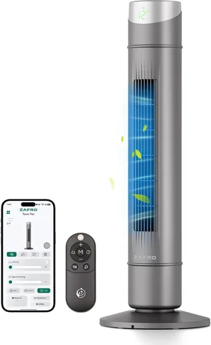 Vista 39 de ZAFRO Ventilador de torre inteligente para dormitorio, ventilador de torre oscilante de 120°, 28 pies/s de alta velocidad, 12 velocidades, 4 modos