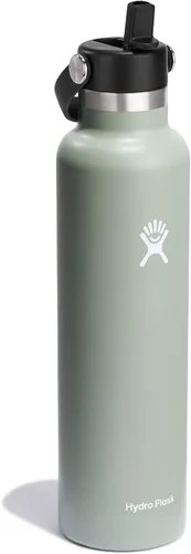 Vista 2 de Hydro Flask - Botella de agua de boca estándar con tapa de popote flexible de 24 onzas, Agave