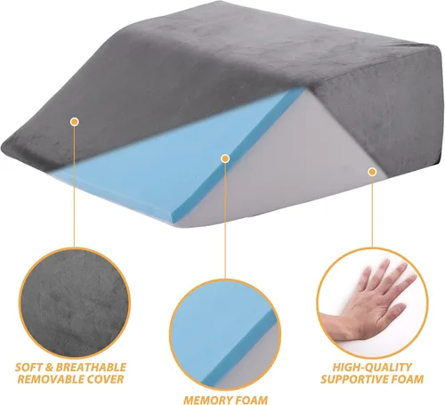 Vista 4 de Almohadas de elevación de piernas, almohadas de piernas para dormir, parte superior de espuma viscoelástica de gel refrescante, almohada de cuña