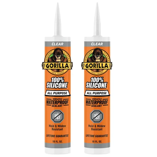 Vista 10 de Gorilla Sellador de silicona impermeable para calafatear y sellar, cartucho de 10 onzas (paquete de 1), sellador de calafateo transparente