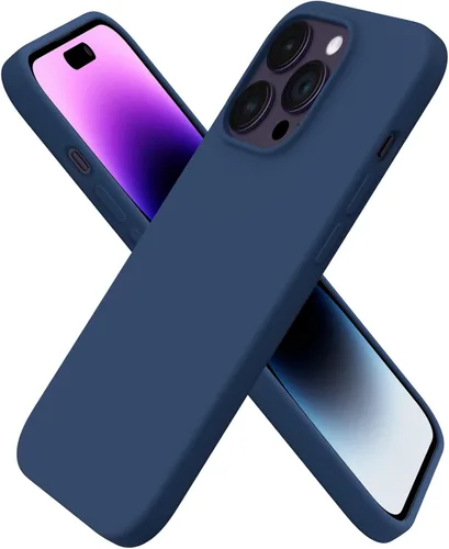 Vista 14 de ORNARTO - Funda para iPhone 14 Pro de 6.1 pulgadas, silicona líquida delgada, azul bebé 3-Layer Full Covered Soft Gel Rubber, Non-Slip Grip