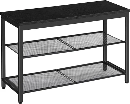 Vista 13 de HOOBRO Banco para Zapatos, Zapatero de 3 Niveles, Organizador Industrial de Zapatos Banco de Almacenamiento, Banco de Entrada de 19.7 pulgadas
