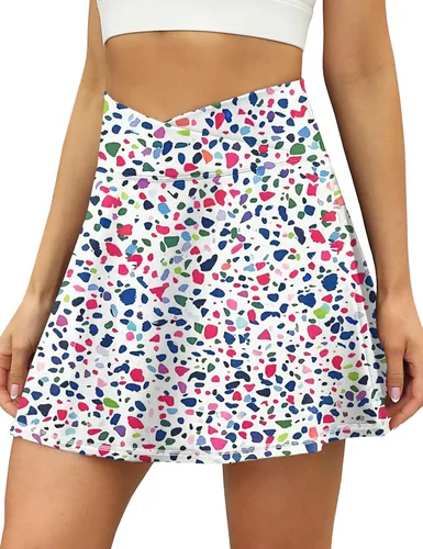 Vista 2 de LouKeith Faldas de Tenis para Mujeres, Plisadas, Cruzadas, de Cintura Alta, Atléticas, para Entrenamiento, Golf, Faldas-Pantalón con Bolsillo