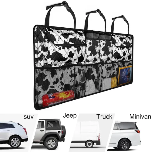Vista 5 de Organizador de maletero Femuar, organizador de cajuela de gran capacidad (106,7*45,7 cm), bolsa de almacenamiento plegable para el coche con 8