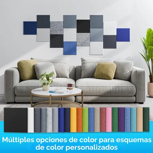 Vista 5 de Paquete de 6 paneles acústicos autoadhesivos, paneles de espuma de alta densidad a prueba de sonido de 12 x 12 x 0.4 pulgadas para paredes, paneles