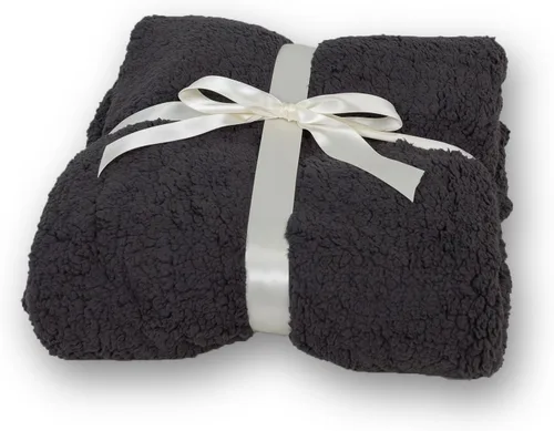 Vista 4 de Soft & Snuggly Manta cómoda de lujo de 58 pulgadas de sherpa y forro polar súper suave de dos caras, color negro