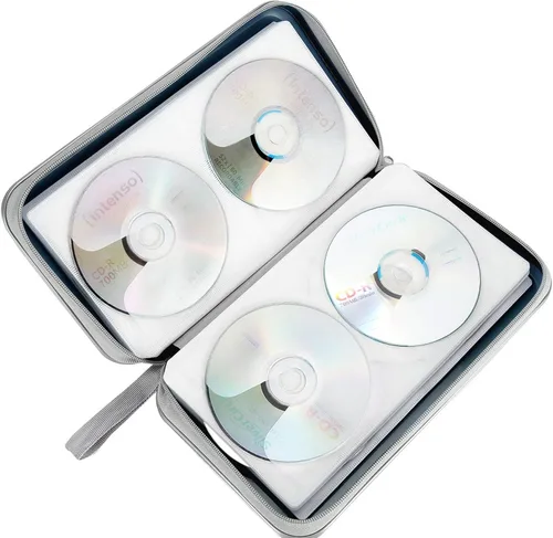 Vista 5 de Siveit Funda para CD, soporte para CD/DVD, cartera de 80 capacidad, funda para CD y DVD, carpeta de almacenamiento de CD y DVD de plástico duro