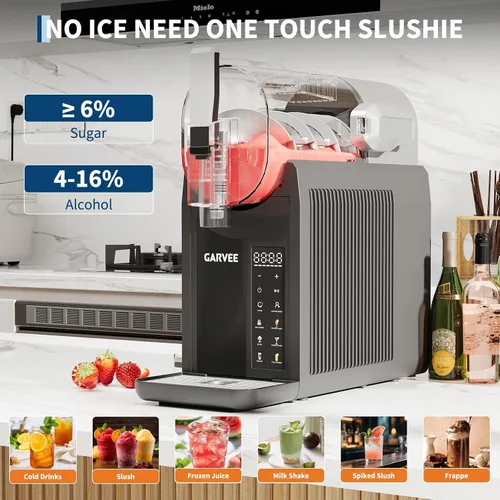 Vista 2 de No-Ice - Máquina de granizado de estilo comercial, máquina de bebidas congeladas de 68 onzas/2 litros, 6 programas preestablecidos, pantalla LED