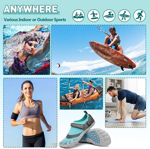 Vista 6 de SAGUARO Zapatos de agua para hombre y mujer, secado rápido, para natación, surf, playa, kayak, zapatos descalzos, puntera ancha