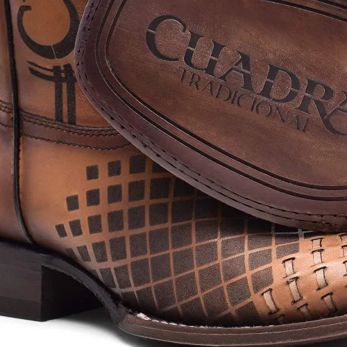 Vista 8 de Cuadra Botas Rodeo para hombre en cuero genuino marrón, Metálico, marrón