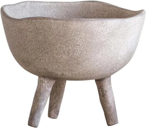 Vista 7 de Creative Co-Op - Maceta de terracota estilo bohemio con borde orgánico, color gris pardo mate