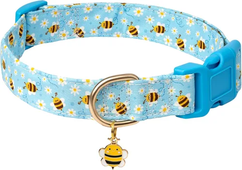 Vista 6 de Collares para perros con hebilla ajustable para lindas, hembras, hembras, machos, collar especial suave y elegante para perros con diseño de flores