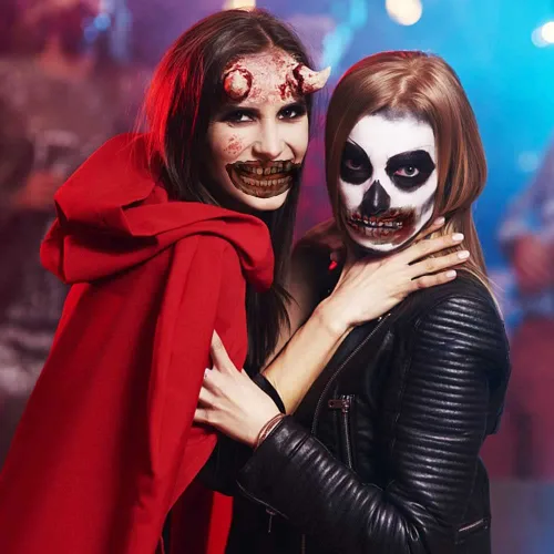 Vista 4 de Calcomanías de tatuaje de Halloween, 10 estilos de broma de Halloween, tatuaje temporal, tatuaje de payaso de terror, boca, cara, tatuaje