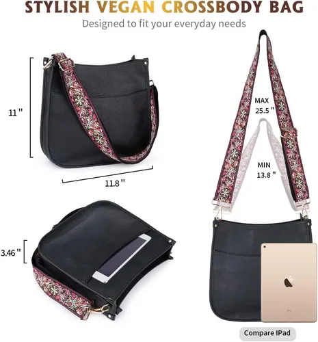Vista 2 de Viva Terry - Bolsa bandolera de cuero vegano, moderna, con correa ajustable