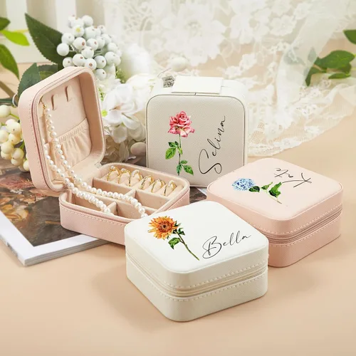 Vista 6 de Pequeño estuche de viaje para joyas, organizador de joyas de viaje, mini estuche de viaje para joyas, estuche de viaje para mujeres, organizador