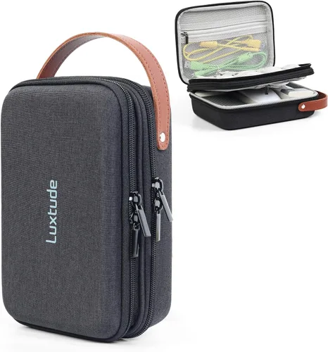 Vista 10 de Luxtude Tech - Funda organizadora de viaje, organizador de electrónica portátil, funda rígida con cremallera para cables de carga, cargadores