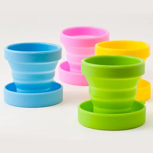 Vista 2 de AKOAK Taza de viaje plegable de silicona, taza portátil para hacer gárgaras, para salir, viajar y acampar (juego de 3, color caramelo)