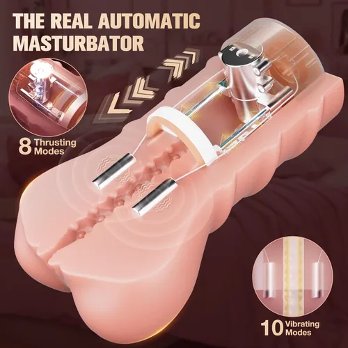 Vista 2 de Masturbador Masculino Juguetes Sexuales para Adultos - Vagina de Bolsillo Controlada por Aplicación ZEMALIA, Muñeca Sexual Automática Realista con 8