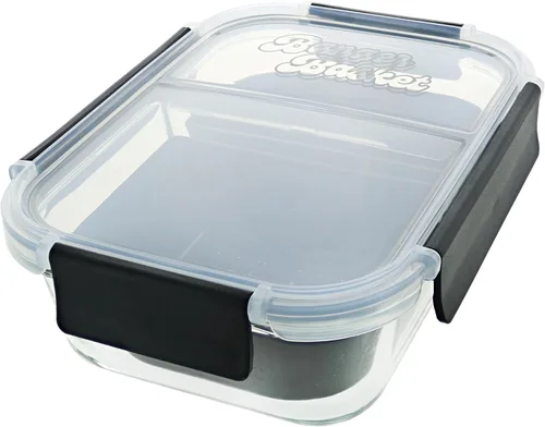 Vista 8 de Herramienta de limpieza de contenedores de vidrio de borosilicato de dos compartimentos con tapa sellable (azul ártico)
