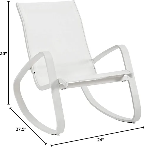 Vista 3 de Modway EEI-3180-WHI-WHI-SET - Juego de 2 sillas mecedoras de malla para patio al aire libre, color blanco