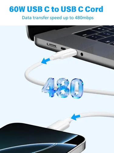 Vista 5 de Cargador de aire para MacBook de carga rápida, Apple 30 W, adaptador de corriente USB C extralargo cable USBC de 10 pies compatible con MacBook Pro