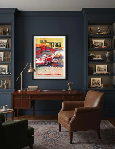 Vista 4 de 24 Hours of Le Mans - 1950-1956 Porsche Victories - Vintage Car Racing Poster c.1957 - Master Art Print (Unframed) 6in x 9in