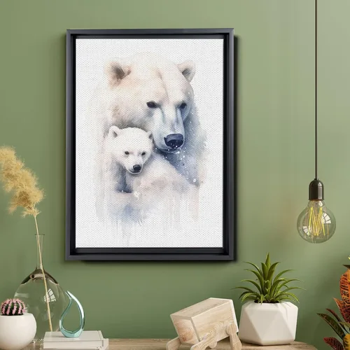 Vista 5 de Fox Mother Cub Print, In The Style Of Stencil-Based, Ivory, Kids Wall Art, Kids Wall Art Display, Mom And Baby Animal Art Print