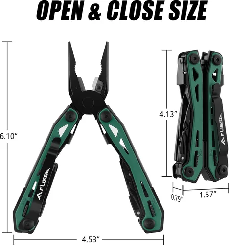 Vista 2 de FLISSA Alicates multiherramientas 16 en 1, regalos para hombres, multiherramienta EDC de acero inoxidable con cuchillo de bolsillo, clip