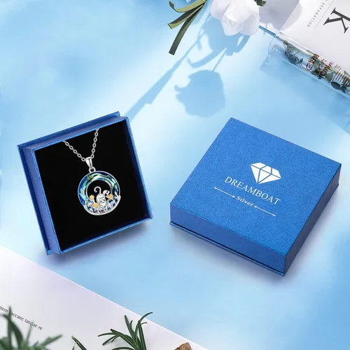 Vista 7 de Dreamboat Sterling Silver Cat Necklace for Women Crystal Necklace Cute Animals Necklace Cat Pendant Necklace Cat Jewelry Cat Gifts for Cat Lovers